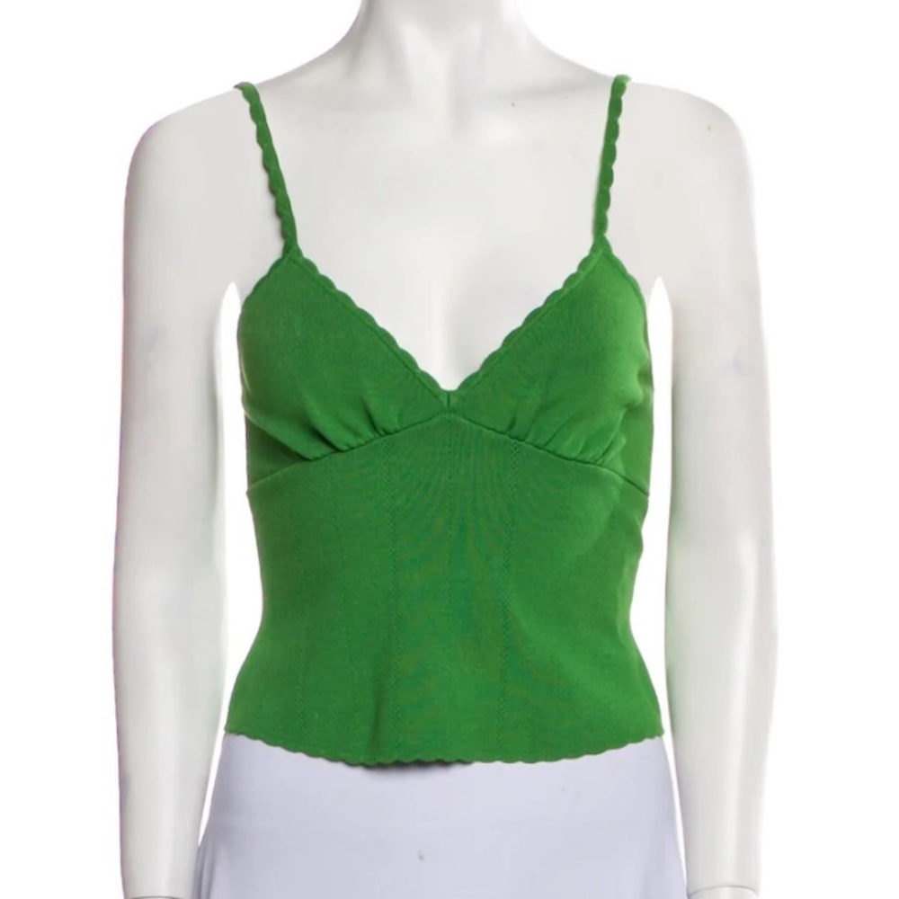 Sezane Vibrant v-neck green “suzie” top